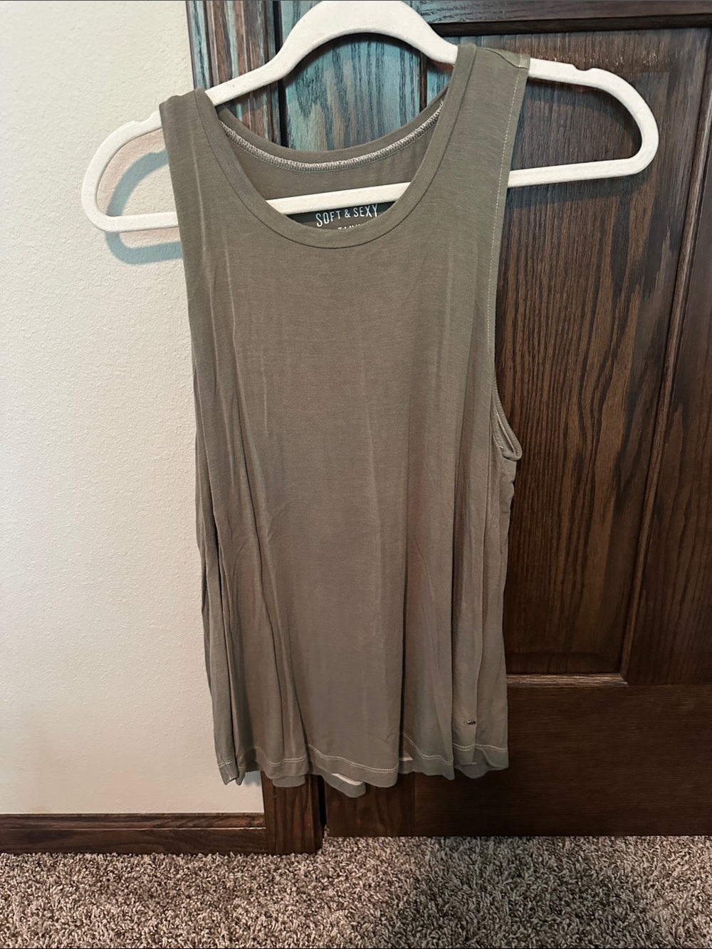 Soft & Sexy Olive Green Sleeveless Tank Top